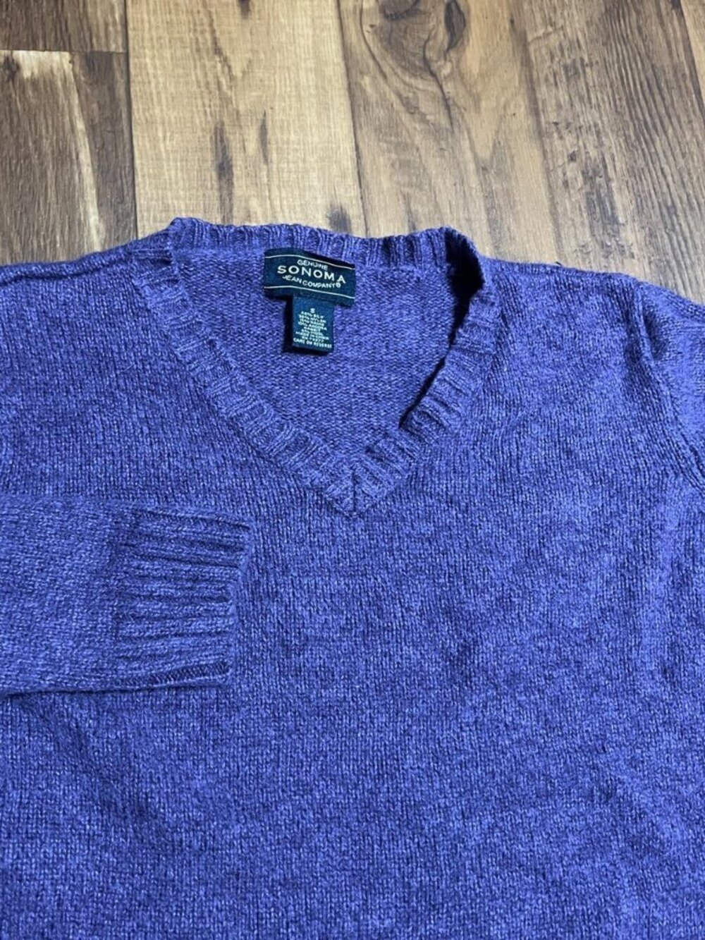 Sonoma Sweater Womens Small Purple V-Neck Silk Angora Blend Preppy Old Money